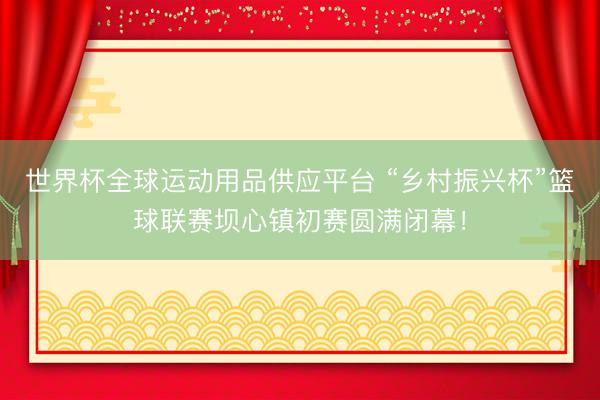 世界杯全球运动用品供应平台 “乡村振兴杯”篮球联赛坝心镇初赛圆满闭幕！