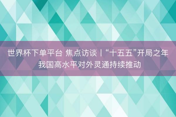世界杯下单平台 焦点访谈丨“十五五”开局之年 我国高水平对外灵通持续推动