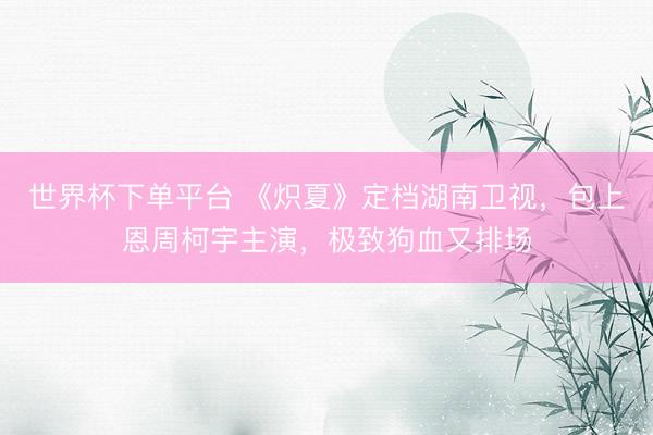 世界杯下单平台 《炽夏》定档湖南卫视，包上恩周柯宇主演，极致狗血又排场