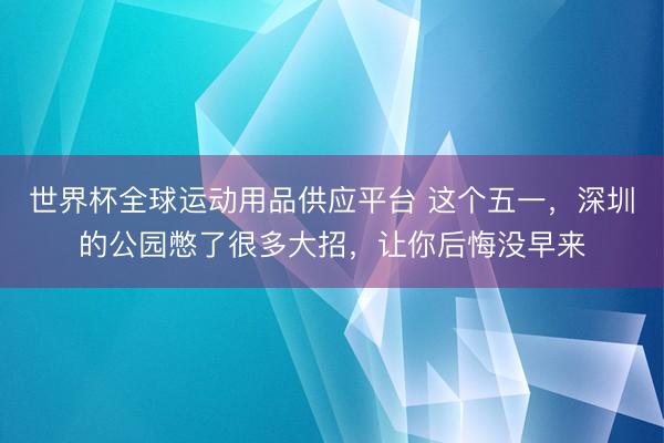 世界杯全球运动用品供应平台 这个五一,深圳的公园憋了很多大招,让你后悔没早来